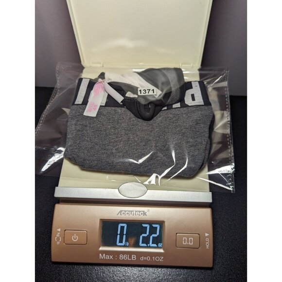 Victoria's Secret Pink Logo Racerback Bra/Crop Top Gray Black Women Size Small - Picture 13 of 13